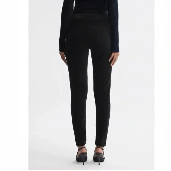 REISS Lux Velvet Mid-Rise Skinny in Black Size 26 - Picture 2 of 5
